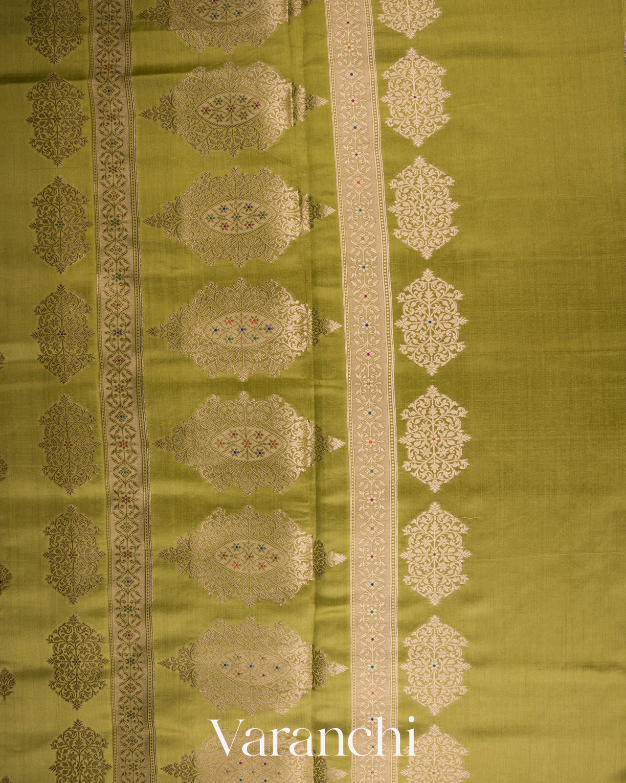 Light Olive Green Pure Chiniya Silk Saree