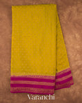 Olive Yellow Pure Crepe Silk Handloom Saree