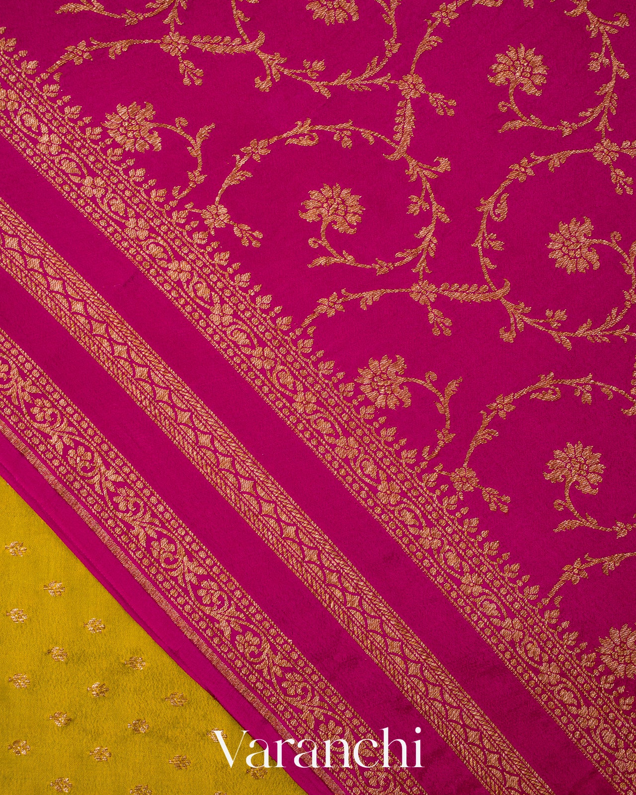 Olive Yellow Pure Crepe Silk Handloom Saree