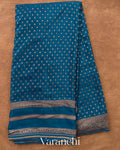 Peacock Blue Pure Crepe Silk Handloom Saree