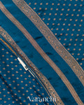 Peacock Blue Pure Crepe Silk Handloom Saree