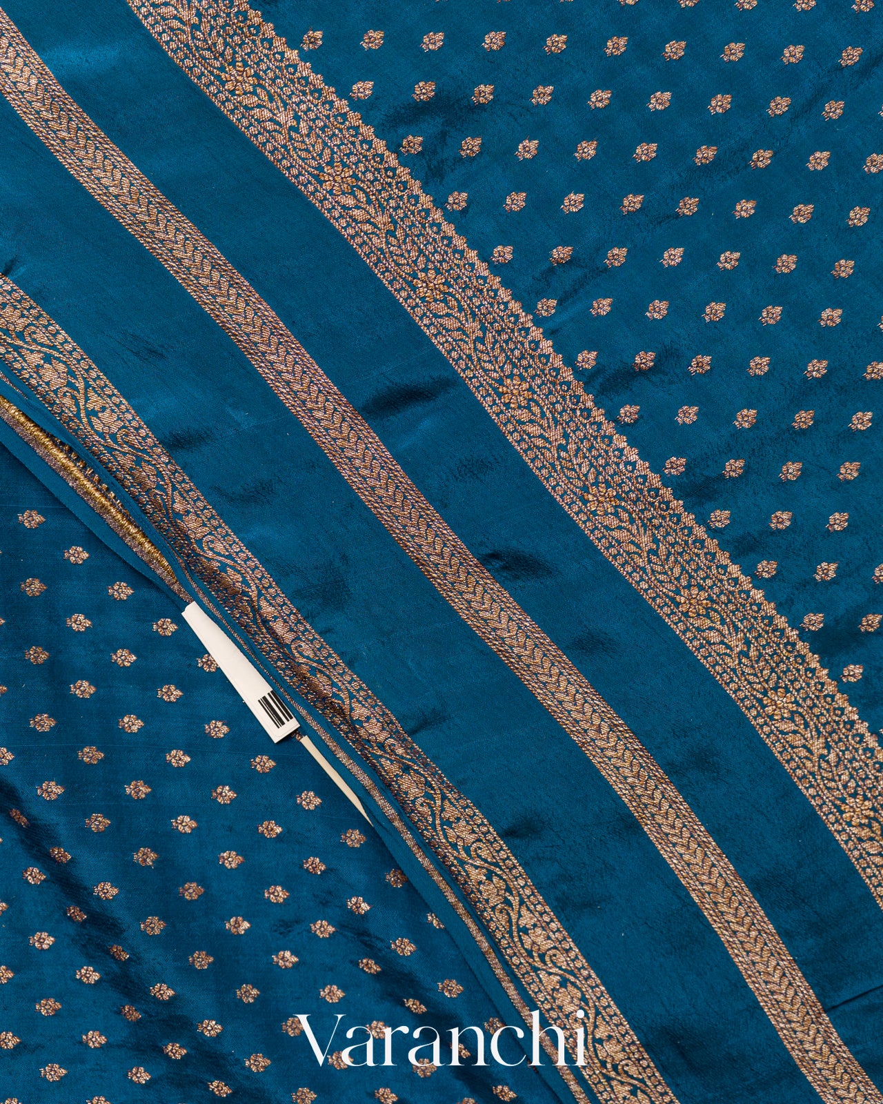 Peacock Blue Pure Crepe Silk Handloom Saree