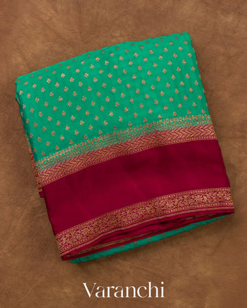 Sea Green Pure Crepe Silk Handloom Saree