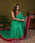 Sea Green Pure Crepe Silk Handloom Saree