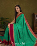 Sea Green Pure Crepe Silk Handloom Saree