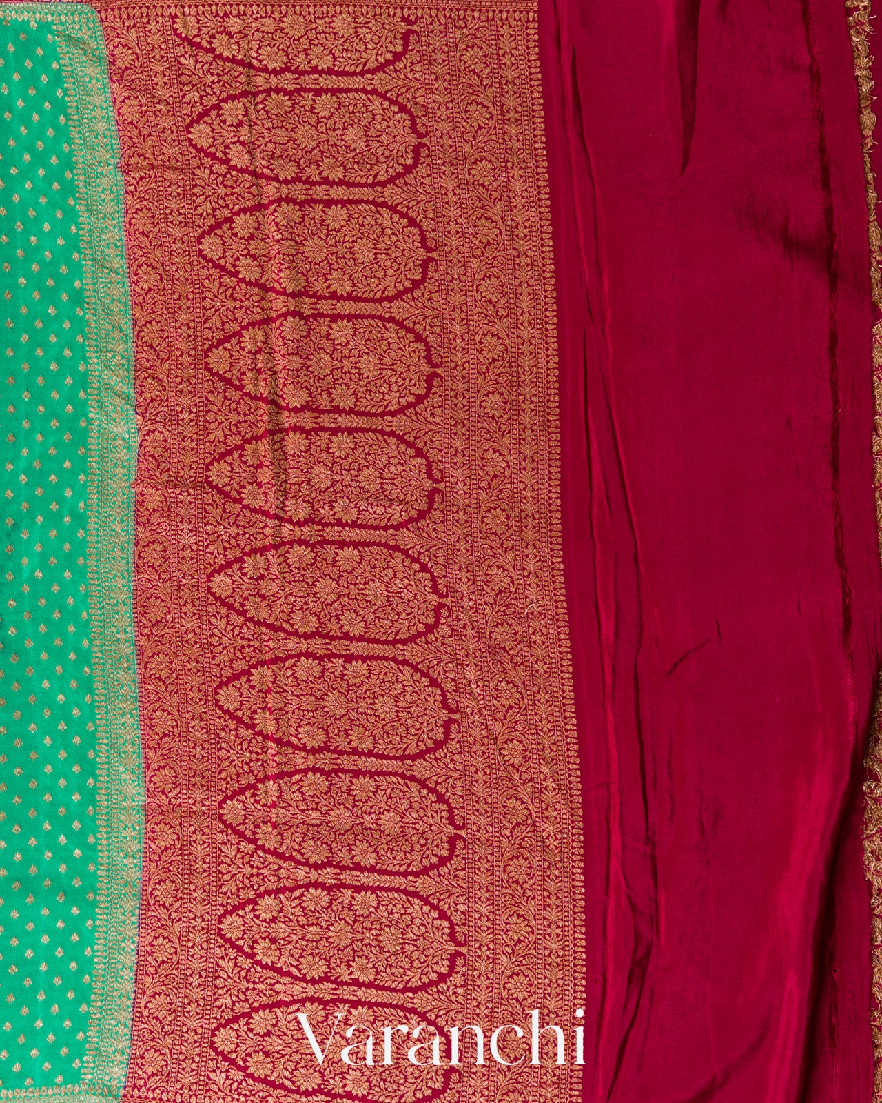 Sea Green Pure Crepe Silk Handloom Saree