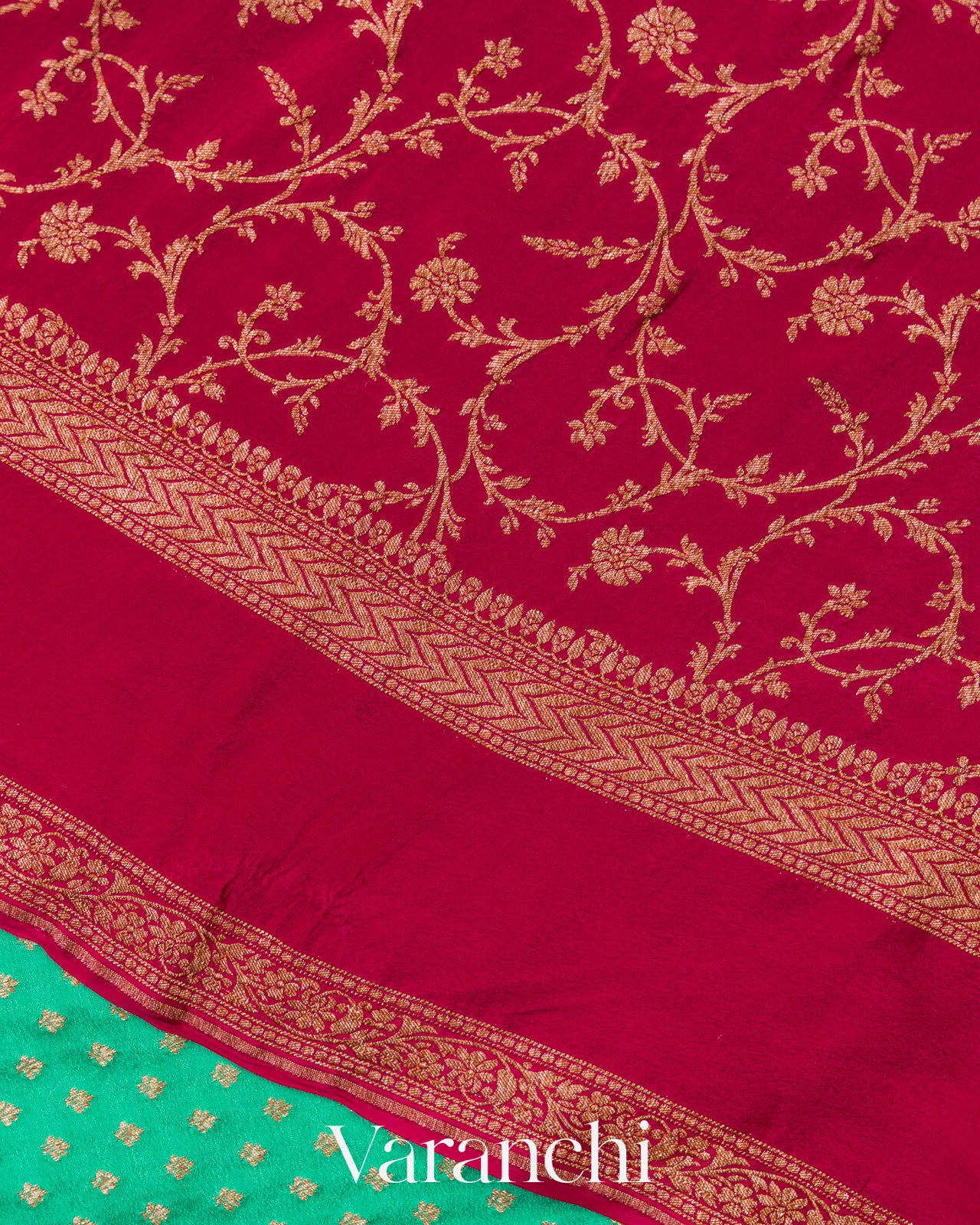 Sea Green Pure Crepe Silk Handloom Saree
