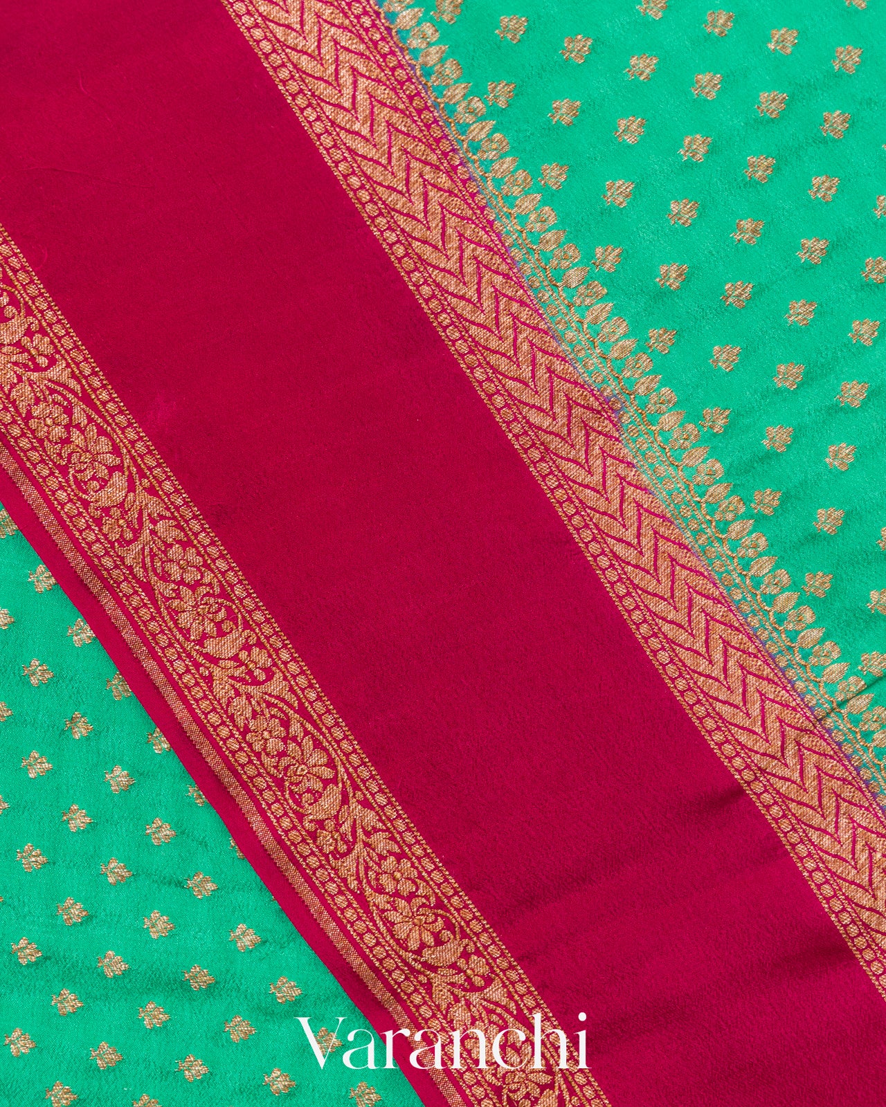 Sea Green Pure Crepe Silk Handloom Saree