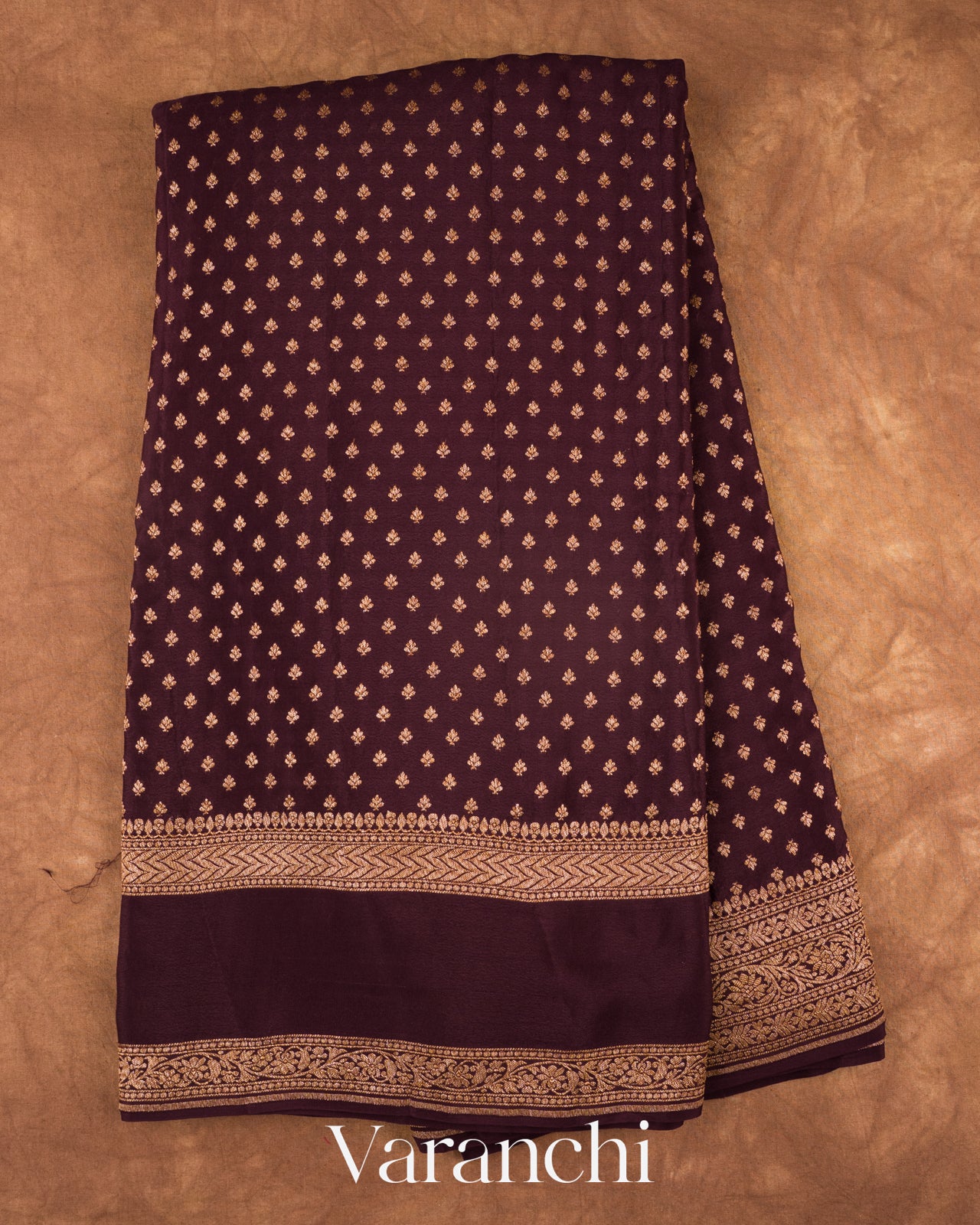 Deep Wine Pure Crepe Silk Handloom Saree