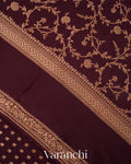 Deep Wine Pure Crepe Silk Handloom Saree