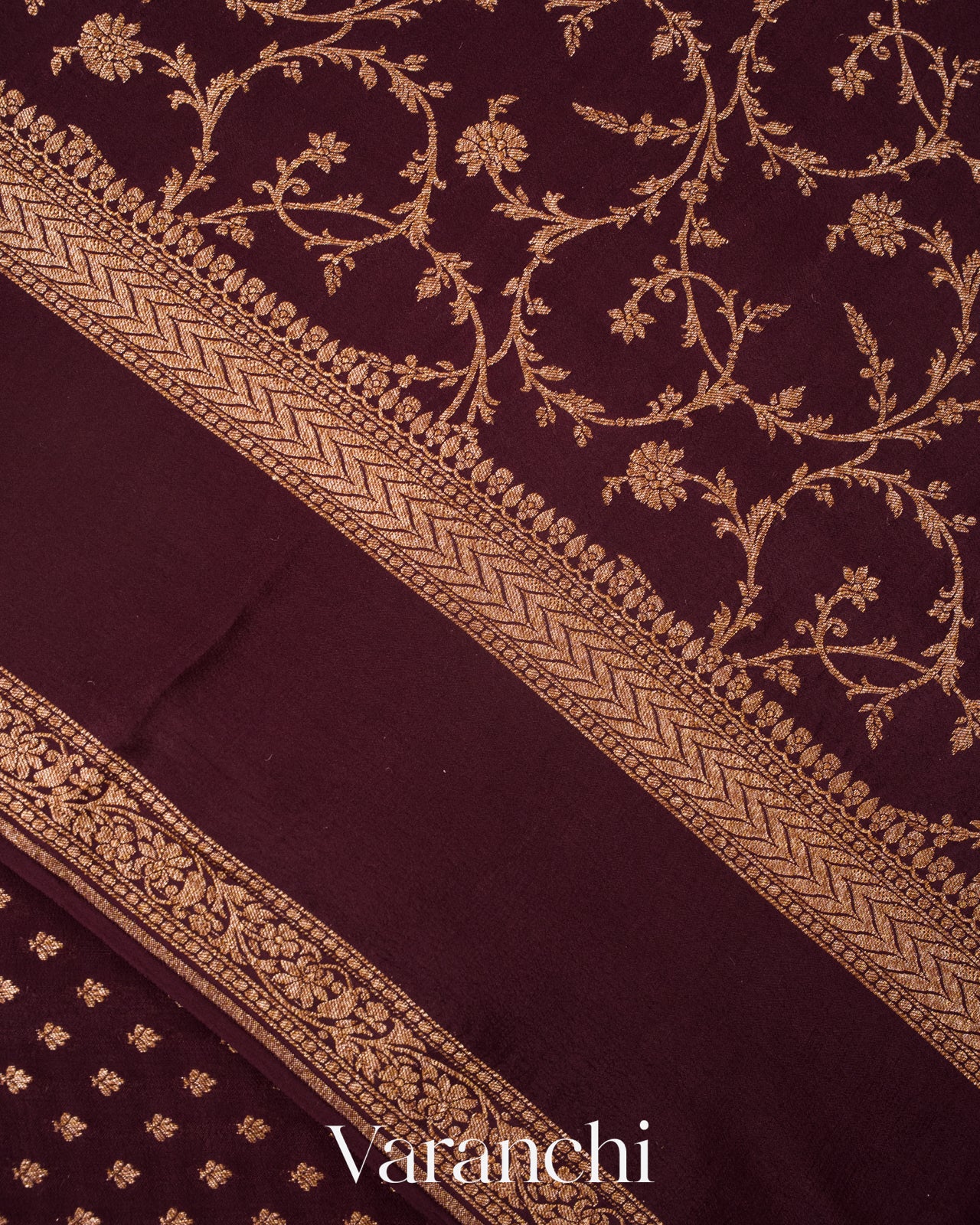 Deep Wine Pure Crepe Silk Handloom Saree