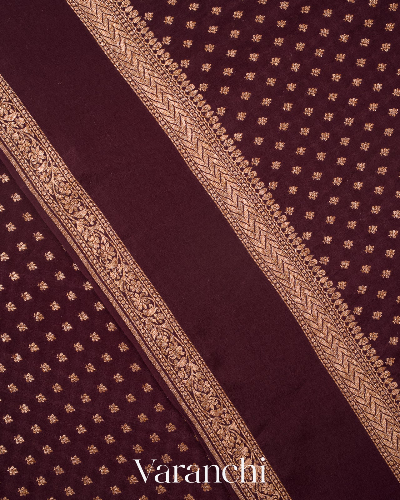 Deep Wine Pure Crepe Silk Handloom Saree