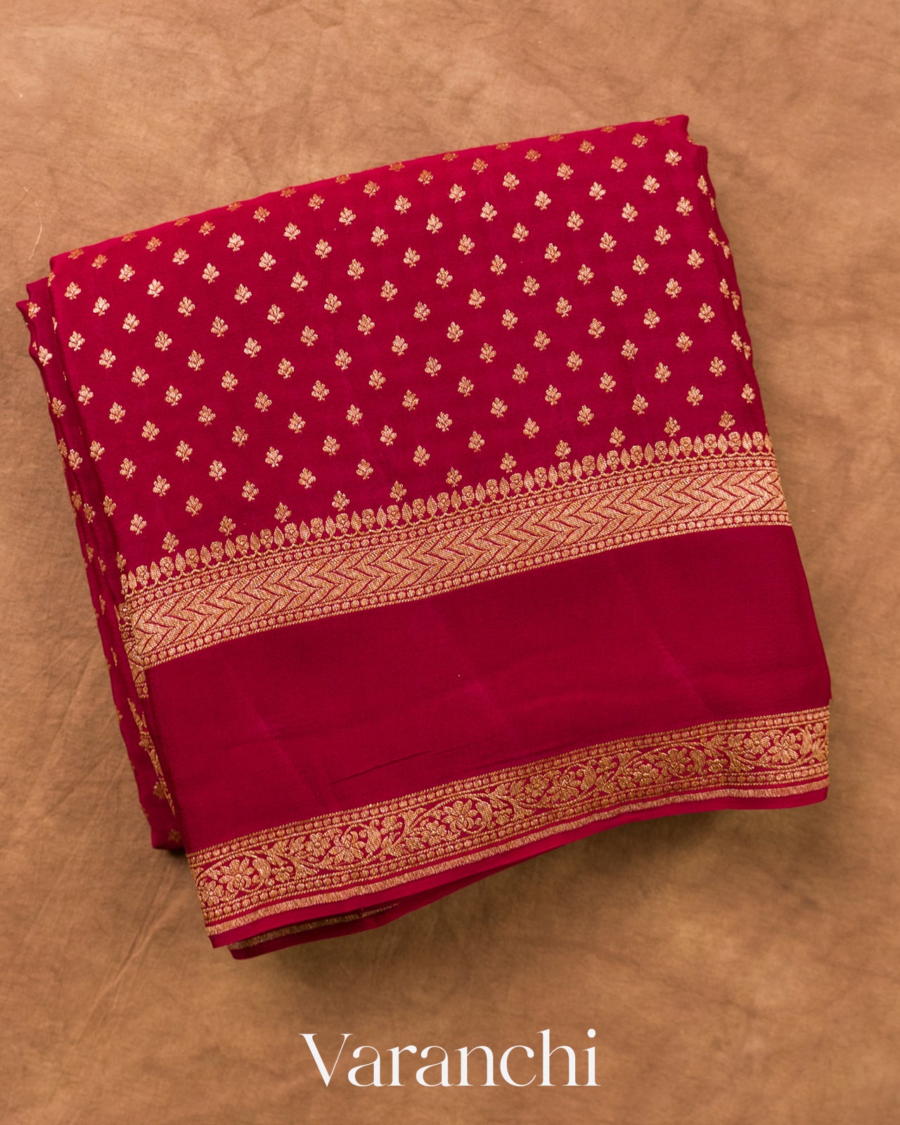 Maroon Pure Crepe Silk Handloom Saree