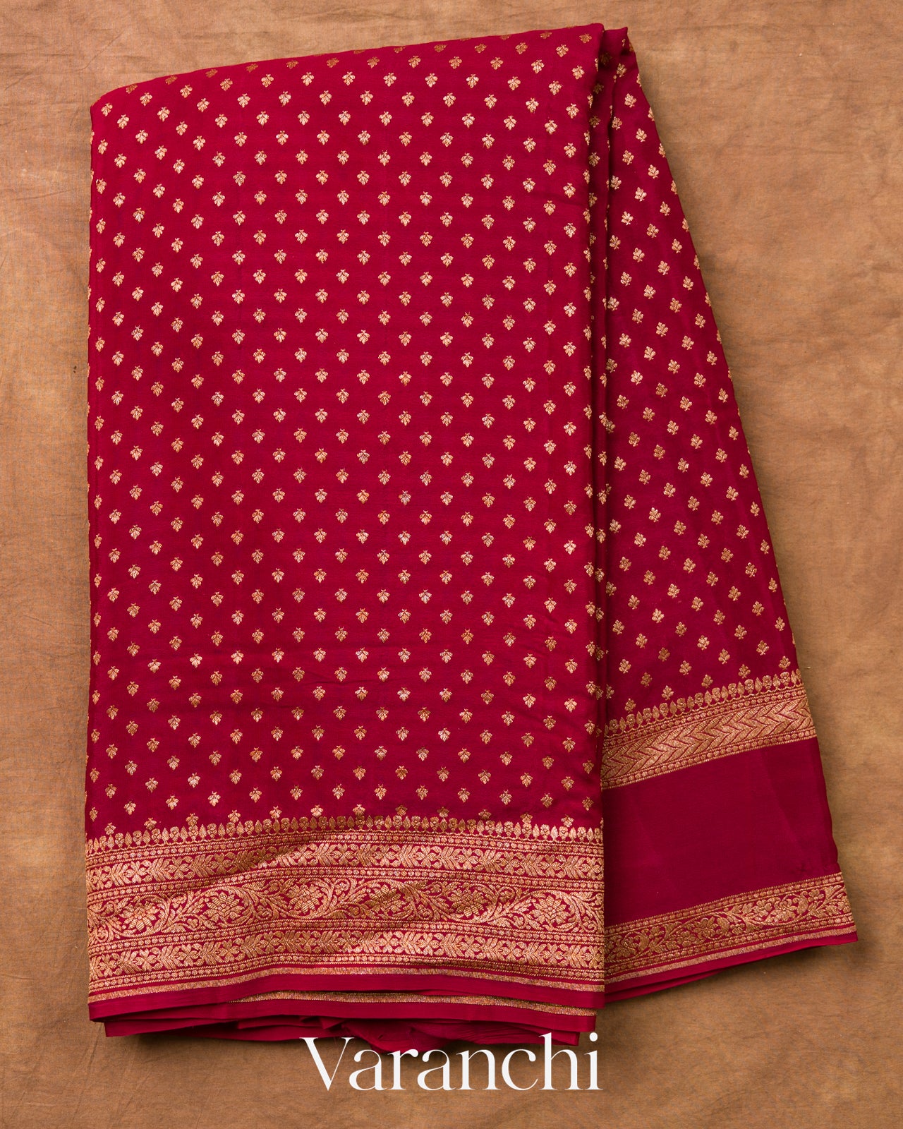 Maroon Pure Crepe Silk Handloom Saree