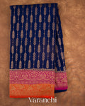 Navy Blue Pure Crepe Silk Handloom Saree