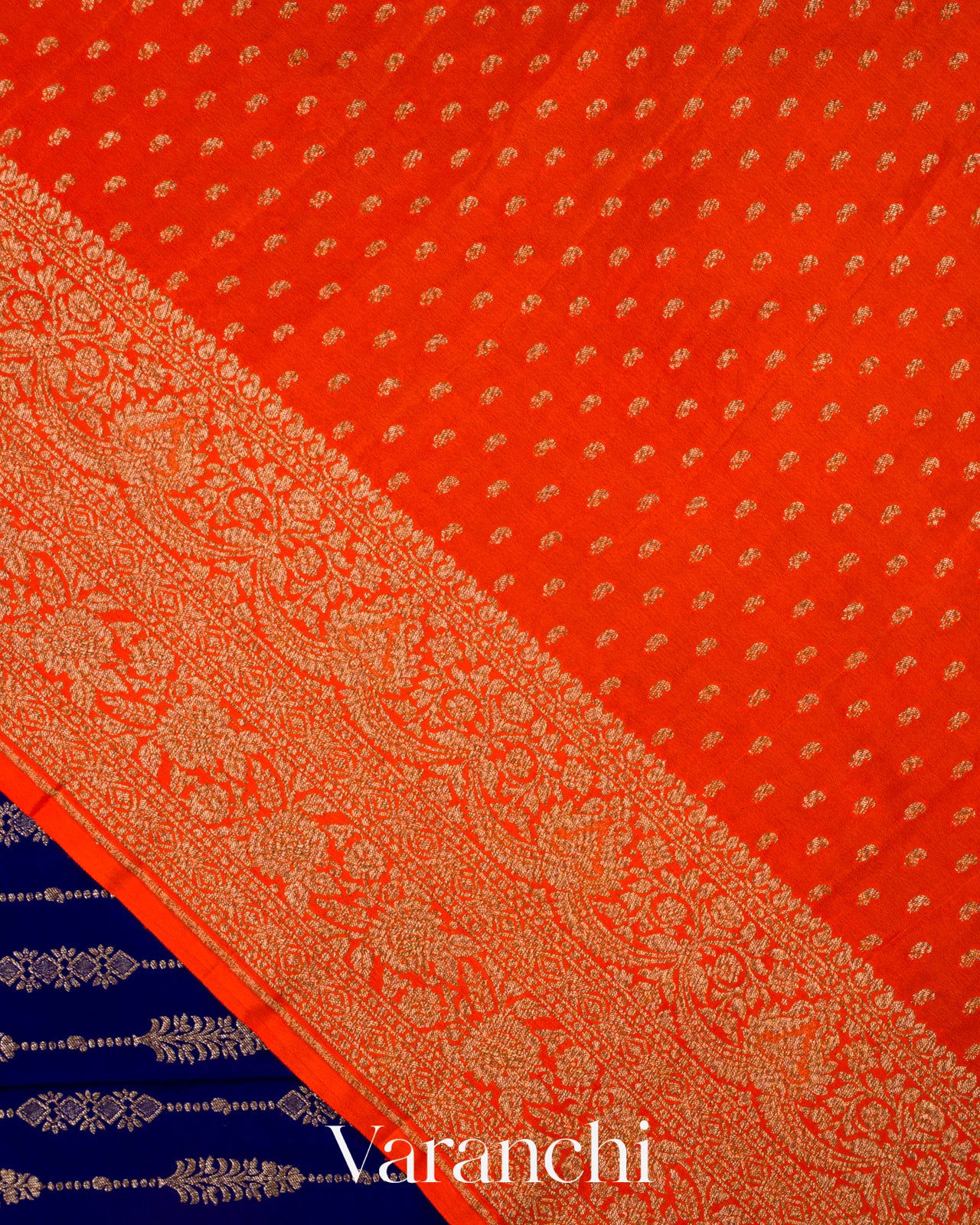 Navy Blue Pure Crepe Silk Handloom Saree
