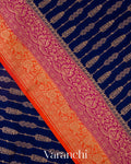 Navy Blue Pure Crepe Silk Handloom Saree