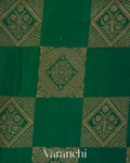 Bottle Green Checkered Pure Crepe Silk Handloom Saree