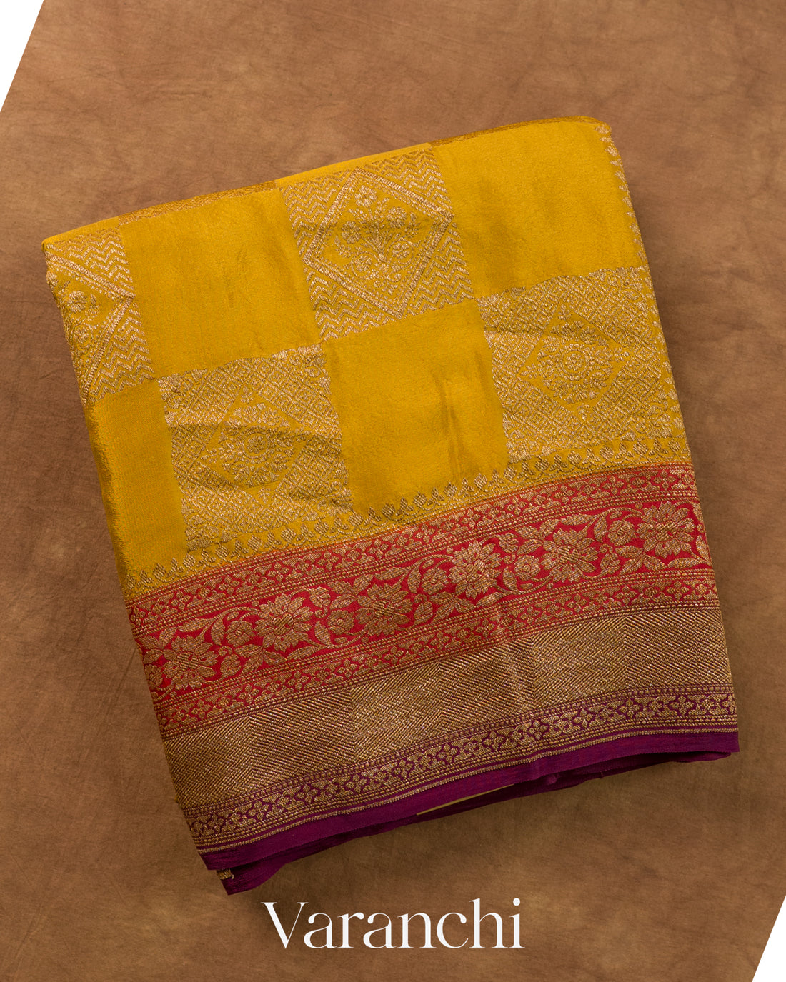 Mustard Yellow Pure Crepe Silk Handloom Saree