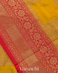 Mustard Yellow Checkered Pure Crepe Silk Handloom Saree