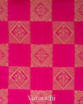 Rani Pink Checkered Pure Crepe Silk Handloom Saree