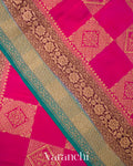 Rani Pink Checkered Pure Crepe Silk Handloom Saree