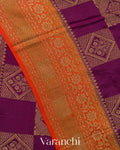 Magenta Checkered Pure Crepe Silk Handloom Saree