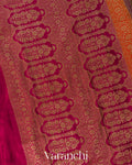 Magenta Checkered Pure Crepe Silk Handloom Saree