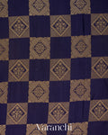 Navy Blue Checkered Pure Crepe Silk Handloom Saree