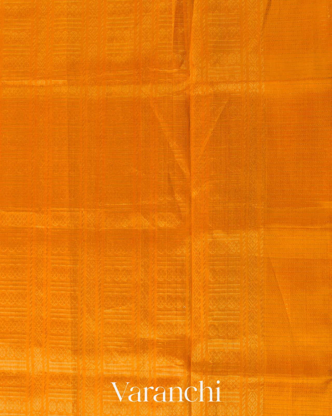 Turmeric Orange Checks Pure Kanchipuram Silk Cotton Handloom Saree