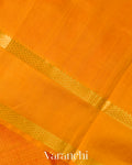 Turmeric Orange Checks Pure Kanchipuram Silk Cotton Handloom Saree