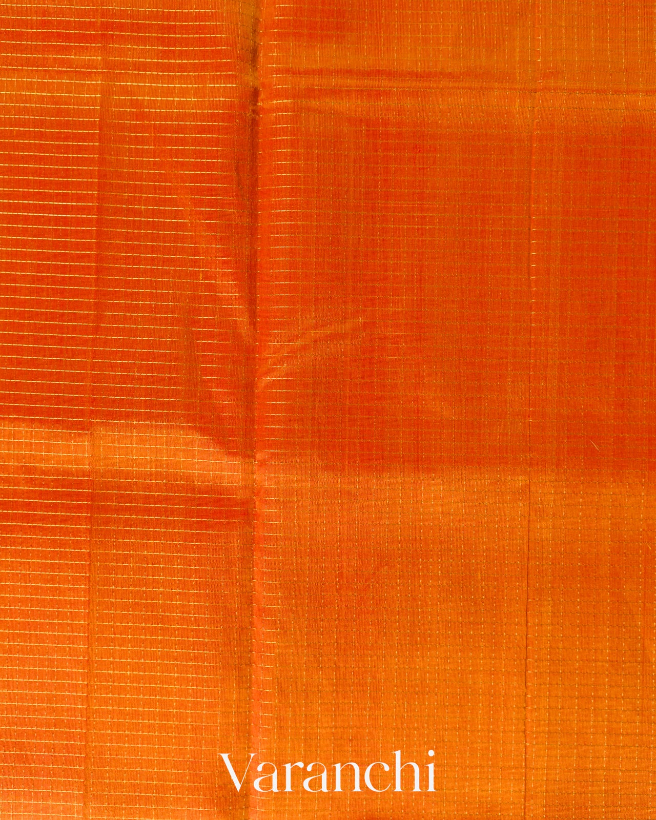 Turmeric Orange Checks Pure Kanchipuram Silk Cotton Handloom Saree