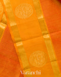 Turmeric Orange Checks Pure Kanchipuram Silk Cotton Handloom Saree