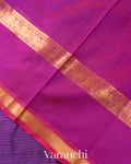 Purple Striped Pure Kanchipuram Silk Cotton Handloom Saree