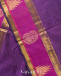 Purple Striped Pure Kanchipuram Silk Cotton Handloom Saree