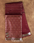Wine Tissue Pure Kora Silk Saree