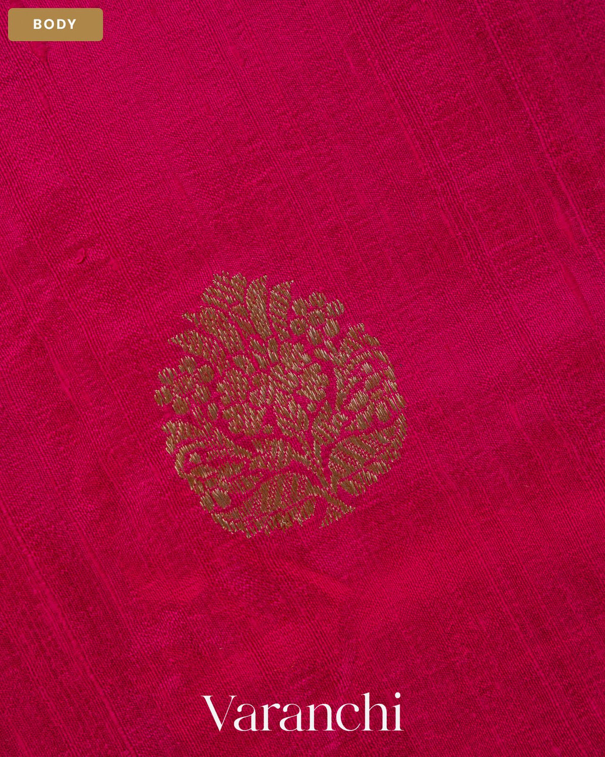 Rani Pink Pure Raw Silk Handloom Saree — Body