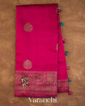 Rani Pink Pure Raw Silk Handloom Saree — Full Saree