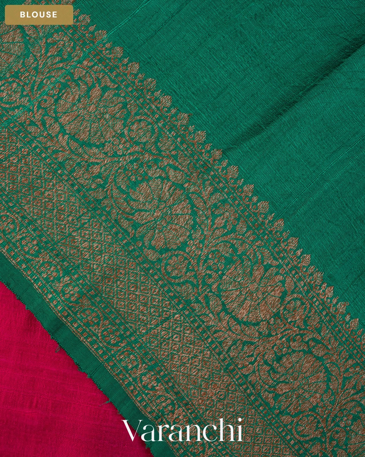 Rani Pink Pure Raw Silk Handloom Saree — Blouse