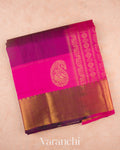 Purple Stried Pure Kanchipuram Silk Cotton Handloom Saree