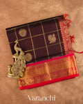 Coffee Brown Pure Kanchipuram Silk Cotton Handloom Saree
