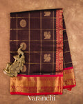Coffee Brown Pure Kanchipuram Silk Cotton Handloom Saree