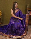 Royal Blue Pure Kanchipuram Silk Cotton Handloom Saree