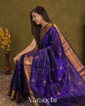 Royal Blue Pure Kanchipuram Silk Cotton Handloom Saree