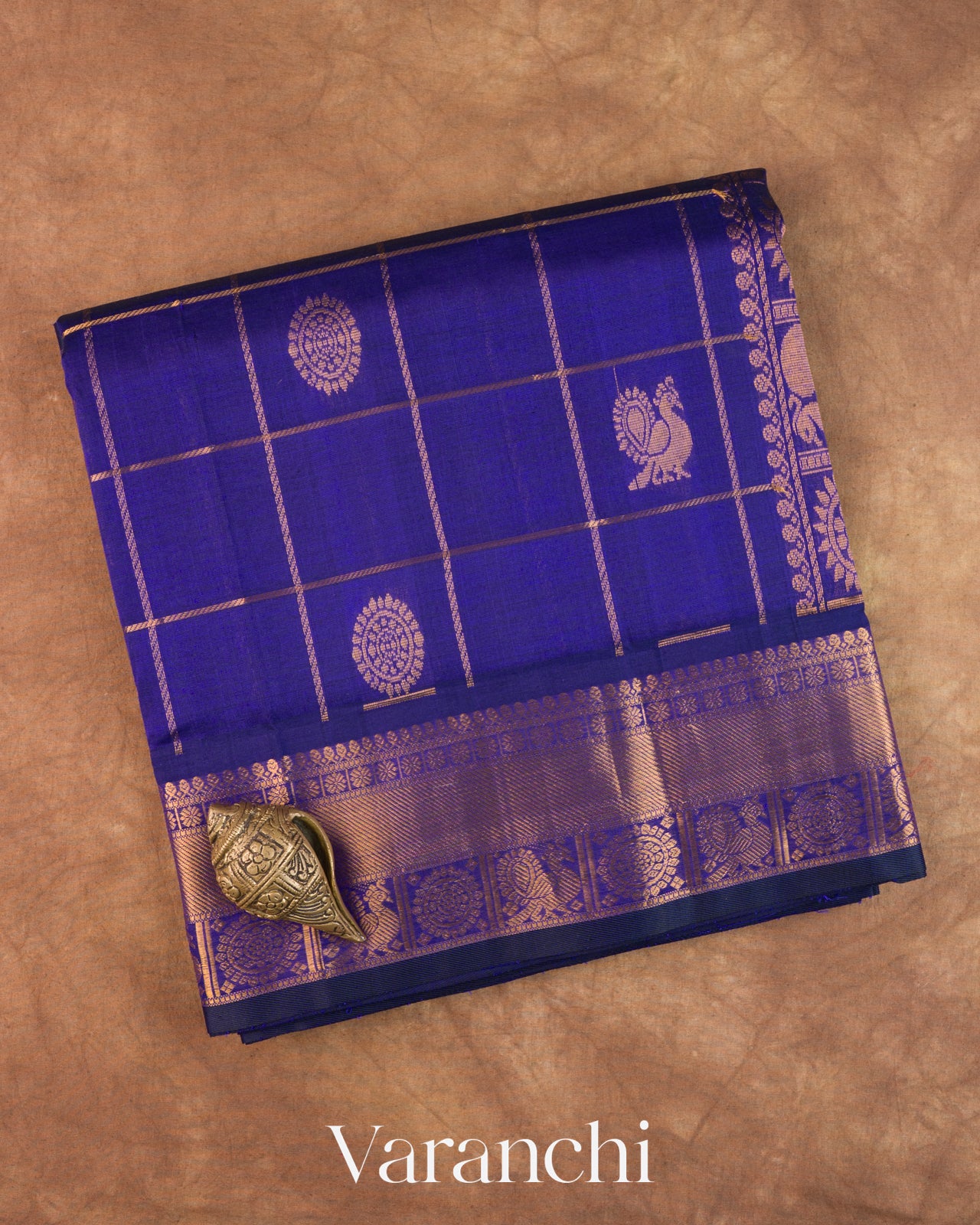Royal Blue Pure Kanchipuram Silk Cotton Handloom Saree