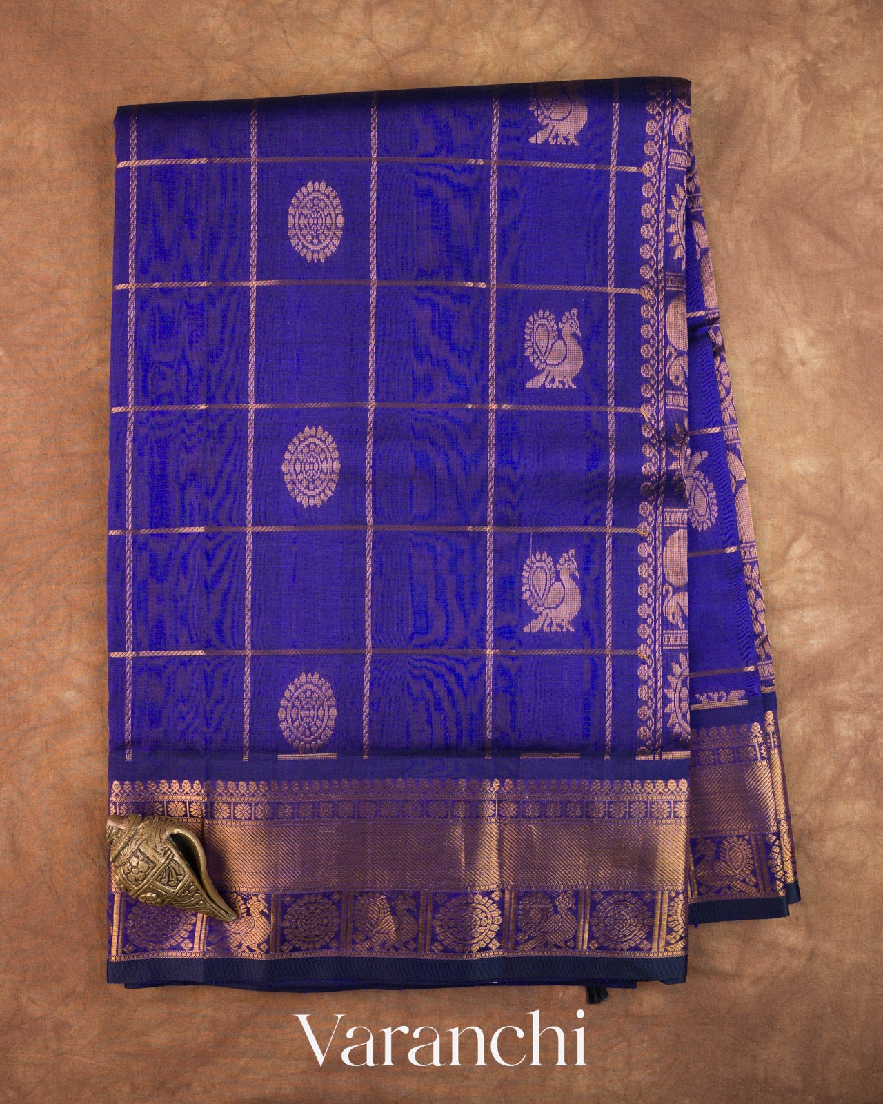 Royal Blue Pure Kanchipuram Silk Cotton Handloom Saree
