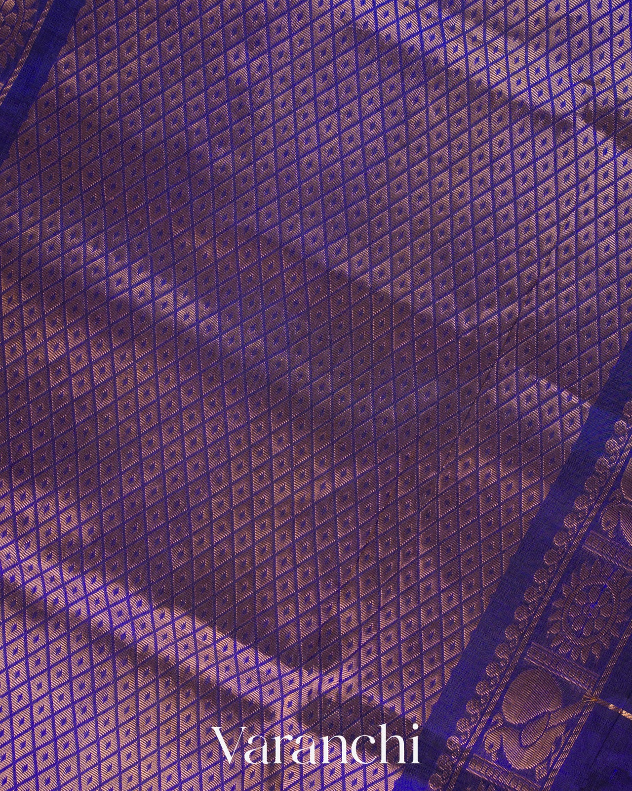 Royal Blue Pure Kanchipuram Silk Cotton Handloom Saree