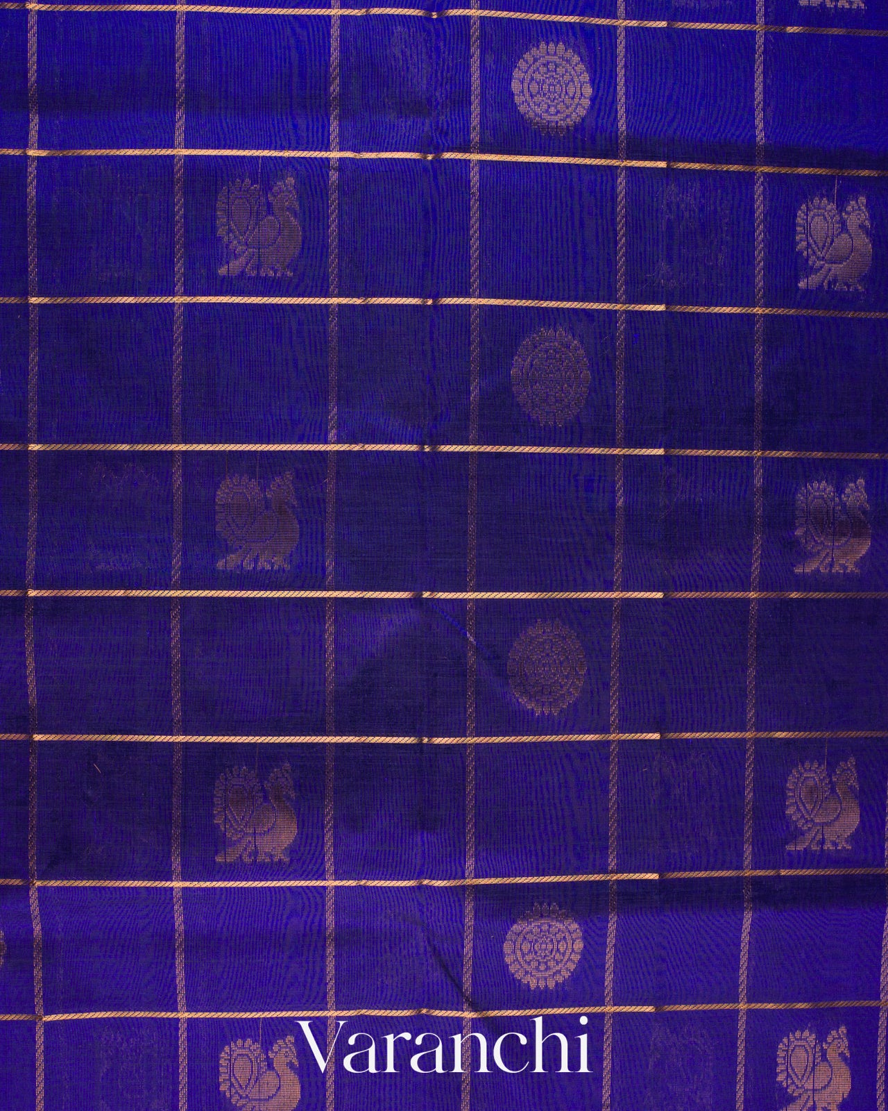 Royal Blue Pure Kanchipuram Silk Cotton Handloom Saree