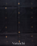 Jet Black Pure Kanchipuram Silk Cotton Handloom Saree