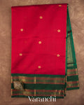 Crimson Red Pure Kanchipuram Silk Cotton Handloom Saree